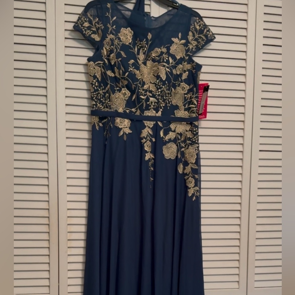Cachet Navy and Gold Floral Maxi Dress